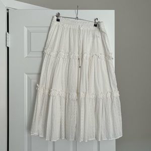 White eyelet midi skirt